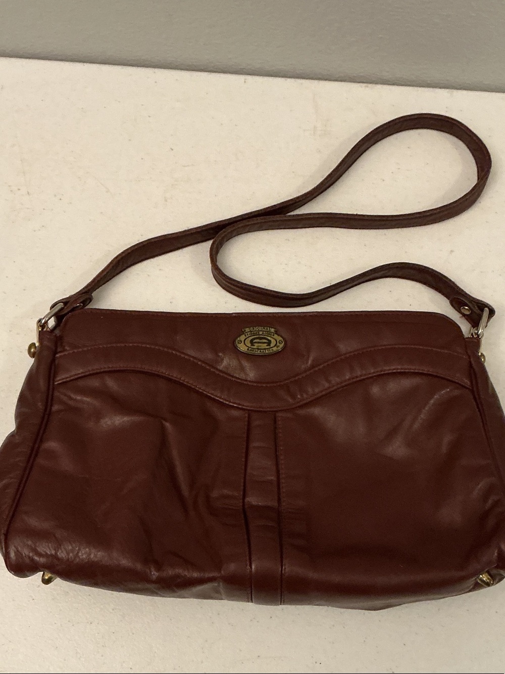 Etienne Aigner Deep Mahogany Brown Leather Shoulder Bag